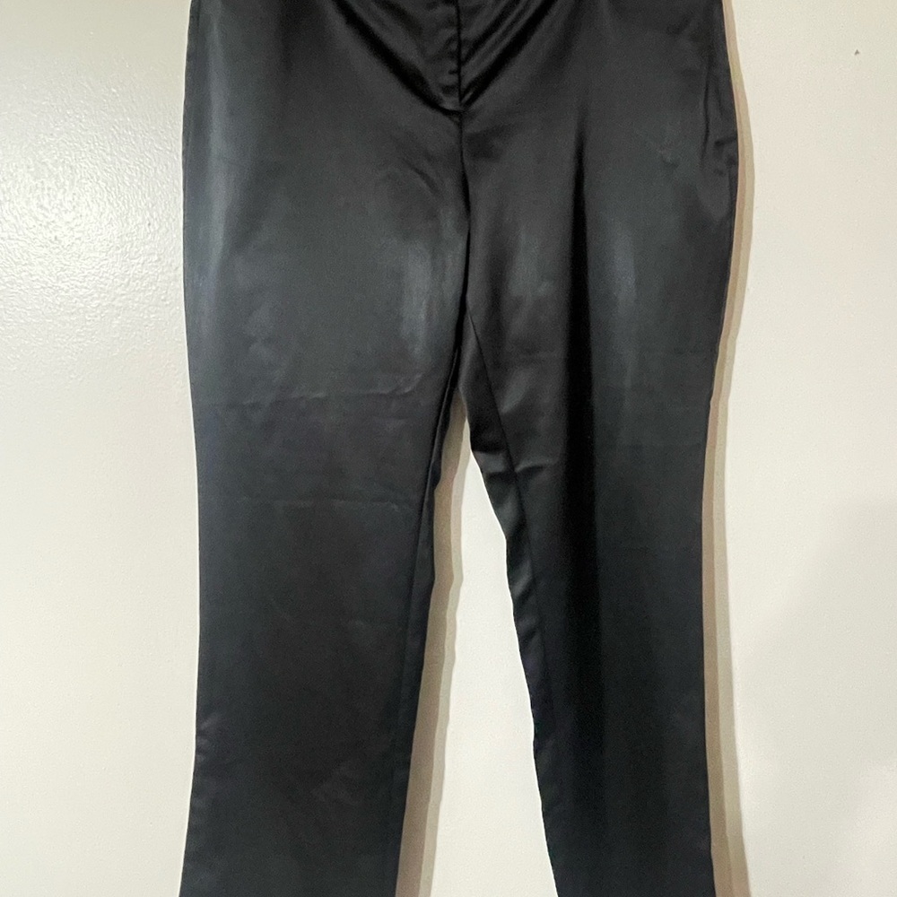 New York & Company Black Straight Leg Pants, Shinny Look. Sz 12